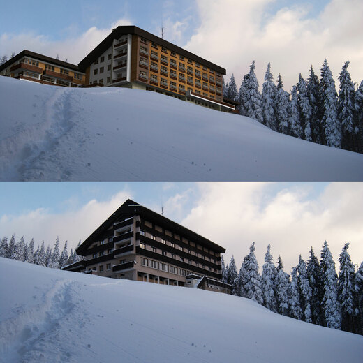 Foto před zákresem - Vizualizace horského hotelu v Krkonoších